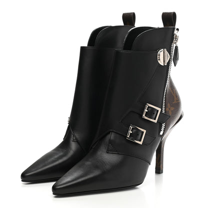 Louis Vuitton Calfskin Monogram Janet Ankle Boots 37 Black 3 of 12