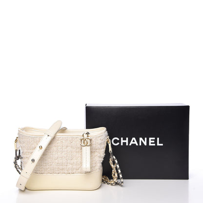 Chanel Tweed Calfskin Quilted Small Gabrielle Hobo Ivory 13 of 13