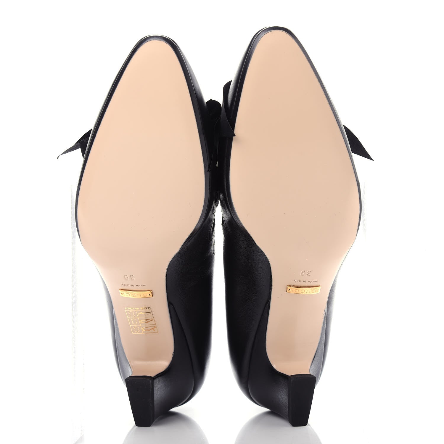 Gucci Malaga Kid Bow Berith Low Heel Pumps 39 Black 6 of 12