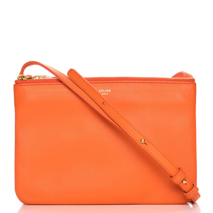 Celine Lambskin Small Trio Crossbody Bag Bright Orange 1 of 7