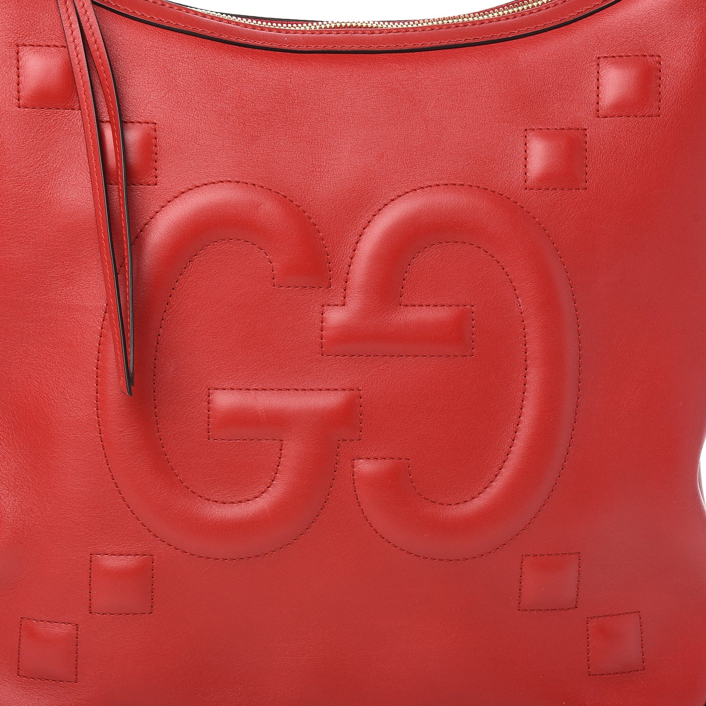 Apollo Calfskin GG Dadini Embroidered Chain Hobo Hibiscus Red