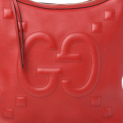 Gucci Apollo Calfskin GG Dadini Embroidered Chain Hobo Hibiscus Red 9 of 9