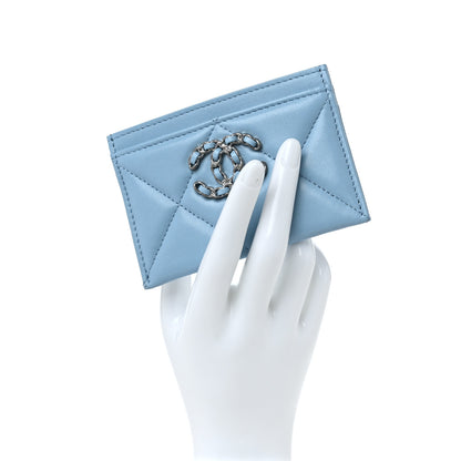 Chanel Lambskin Quilted Chanel 19 Card Holder Light Blue 2 of 11
