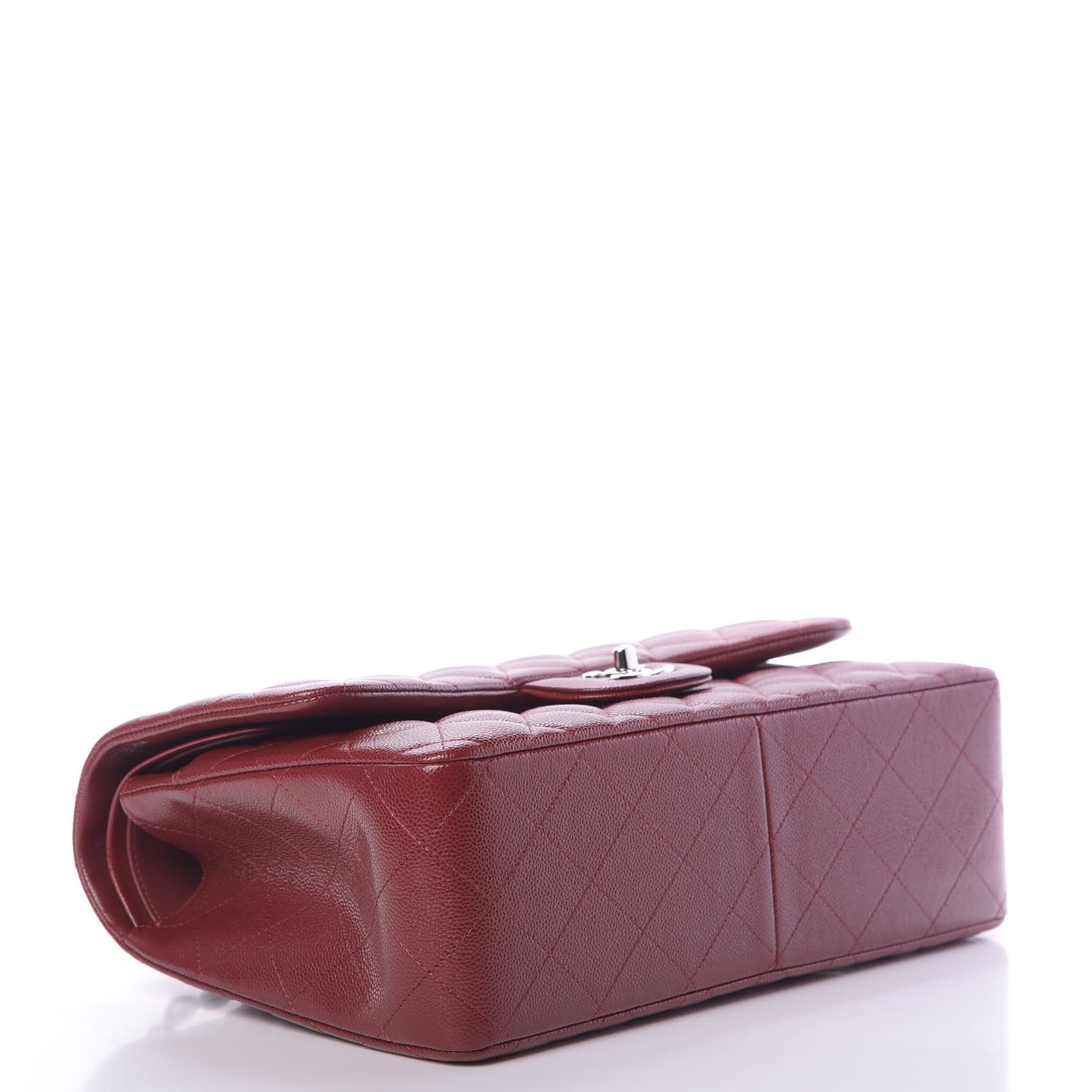 Caviar Quilted Jumbo Double Flap Dark Red