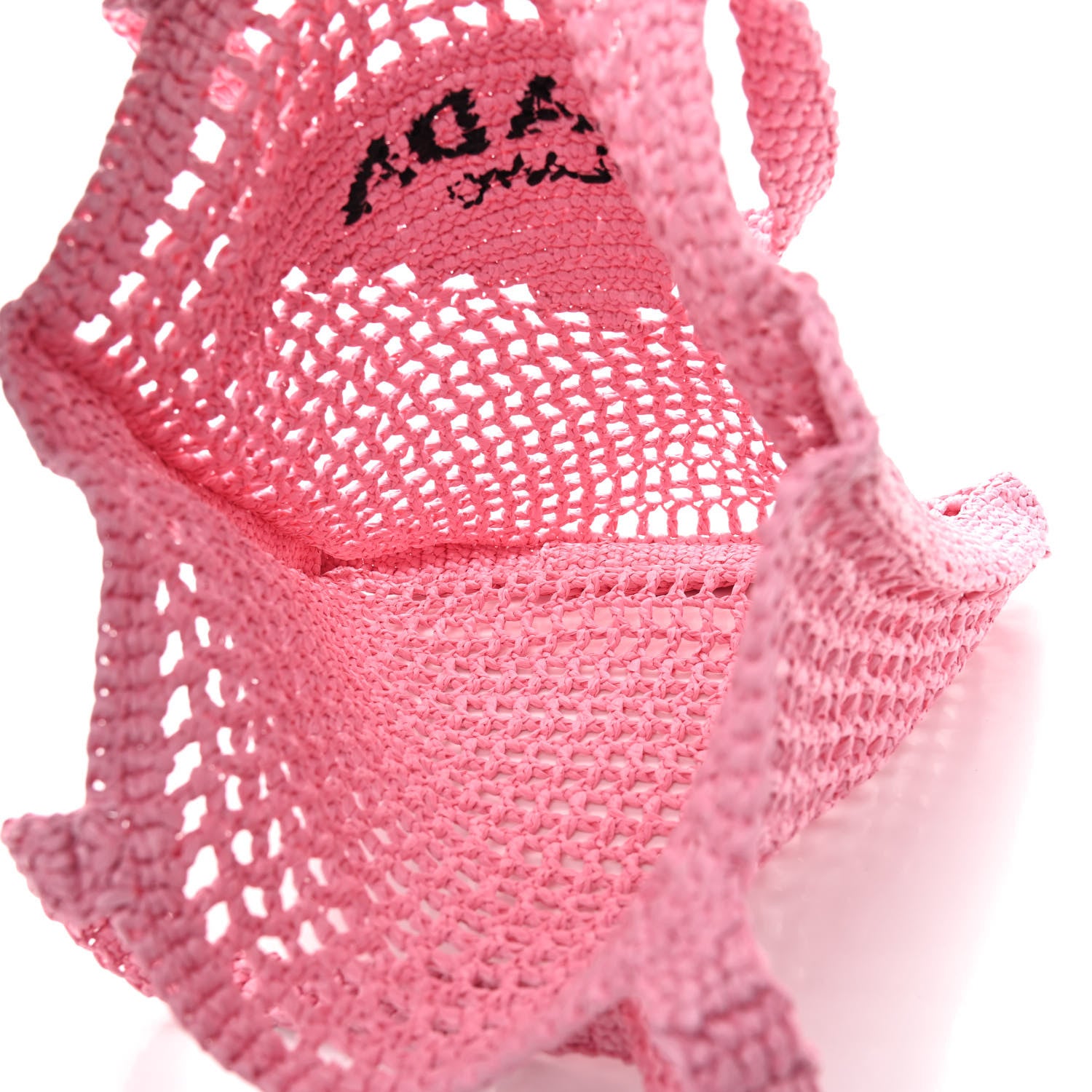 Prada Yarn Raffia Effect Crochet Logo Embroidered Tote Bag Petalo 5 of 9