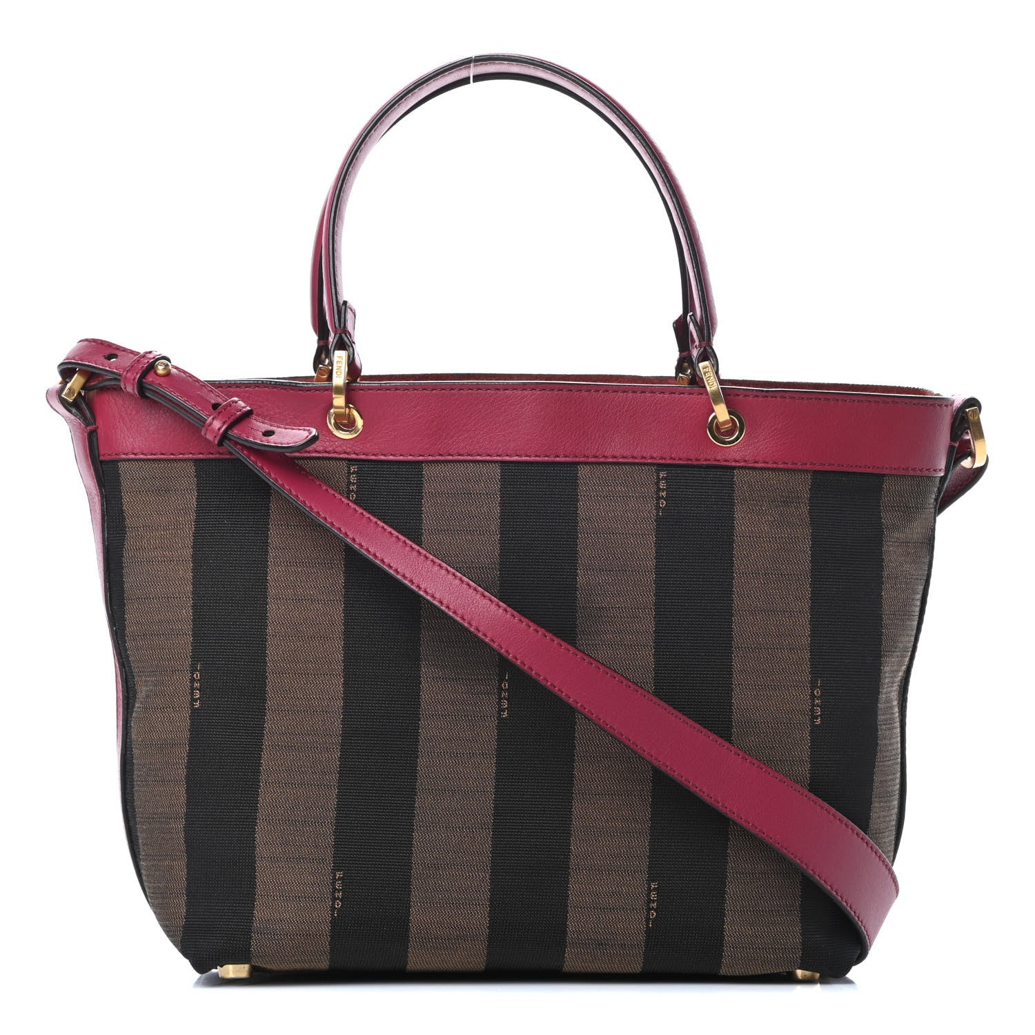 Fendi Pequin Vitello Small Shoulder Tote Tobacco Amarena 1 of 17