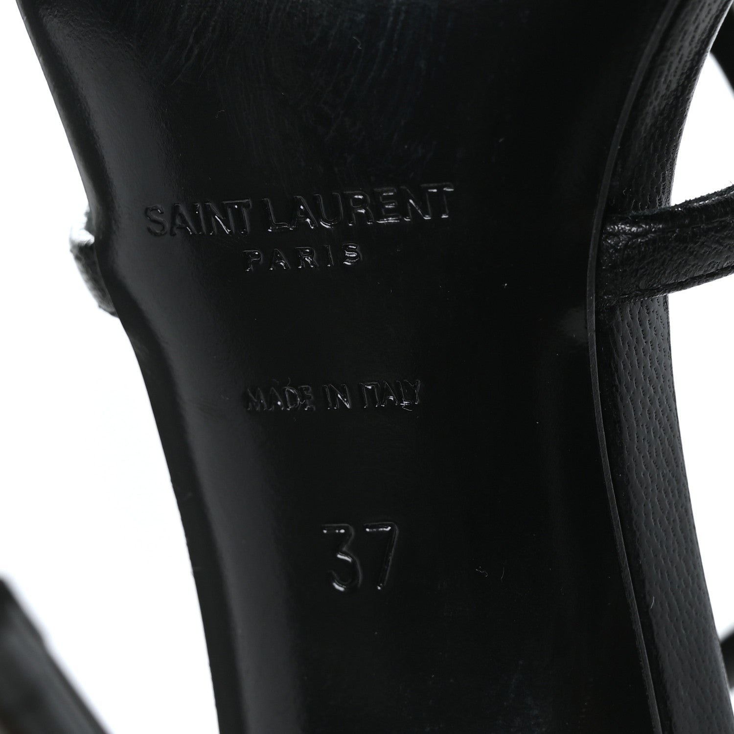 Saint Laurent Calfskin Cassandra 100 Ankle Strap Sandals 37 Black 7 of 7