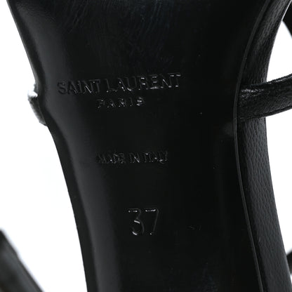 Saint Laurent Calfskin Cassandra 100 Ankle Strap Sandals 37 Black 7 of 7