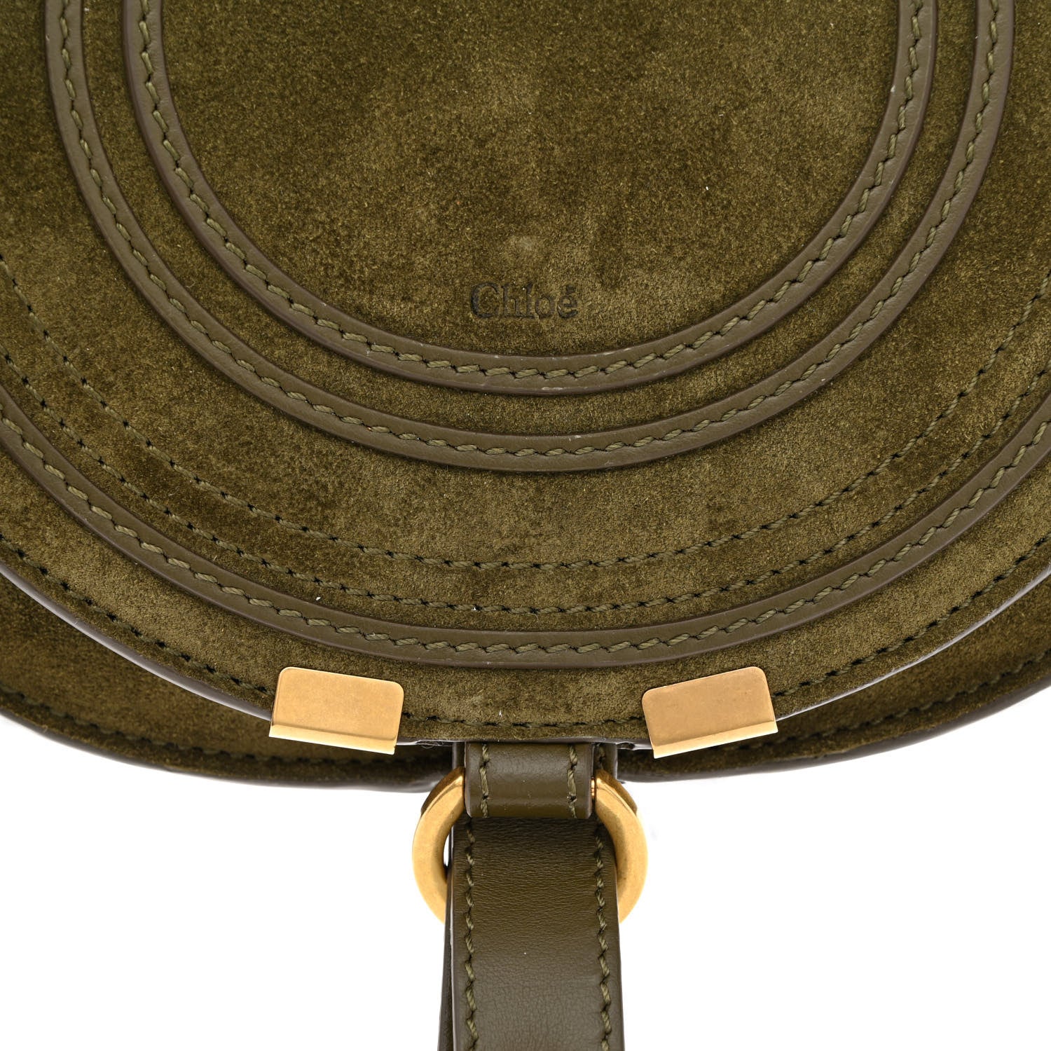 Chloe Suede Calfskin Small Marcie Saddle Bag Deep Olive 8 of 10