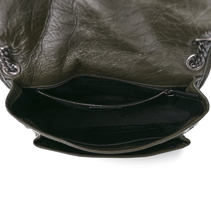 Saint Laurent Crinkled Calfskin Matelasse Monogram Medium Niki Chain Satchel Dark Green 10 of 24