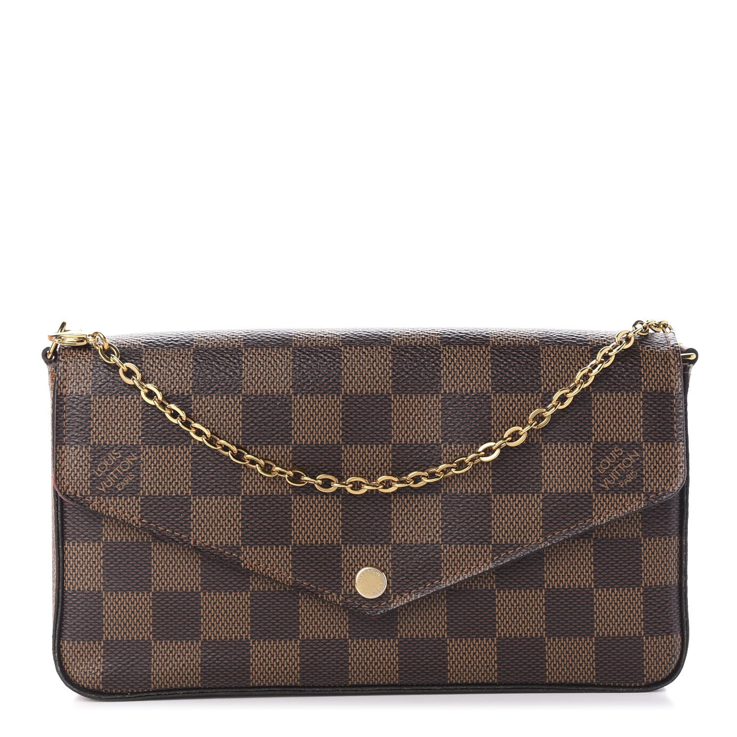 Louis Vuitton Damier Ebene Pochette Felicie Chain Wallet 1 of 15