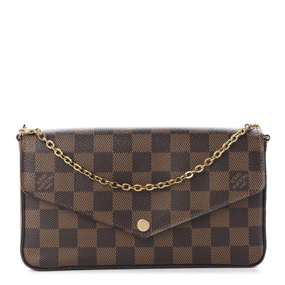 Louis Vuitton Damier Ebene Pochette Felicie Chain Wallet 1 of 15