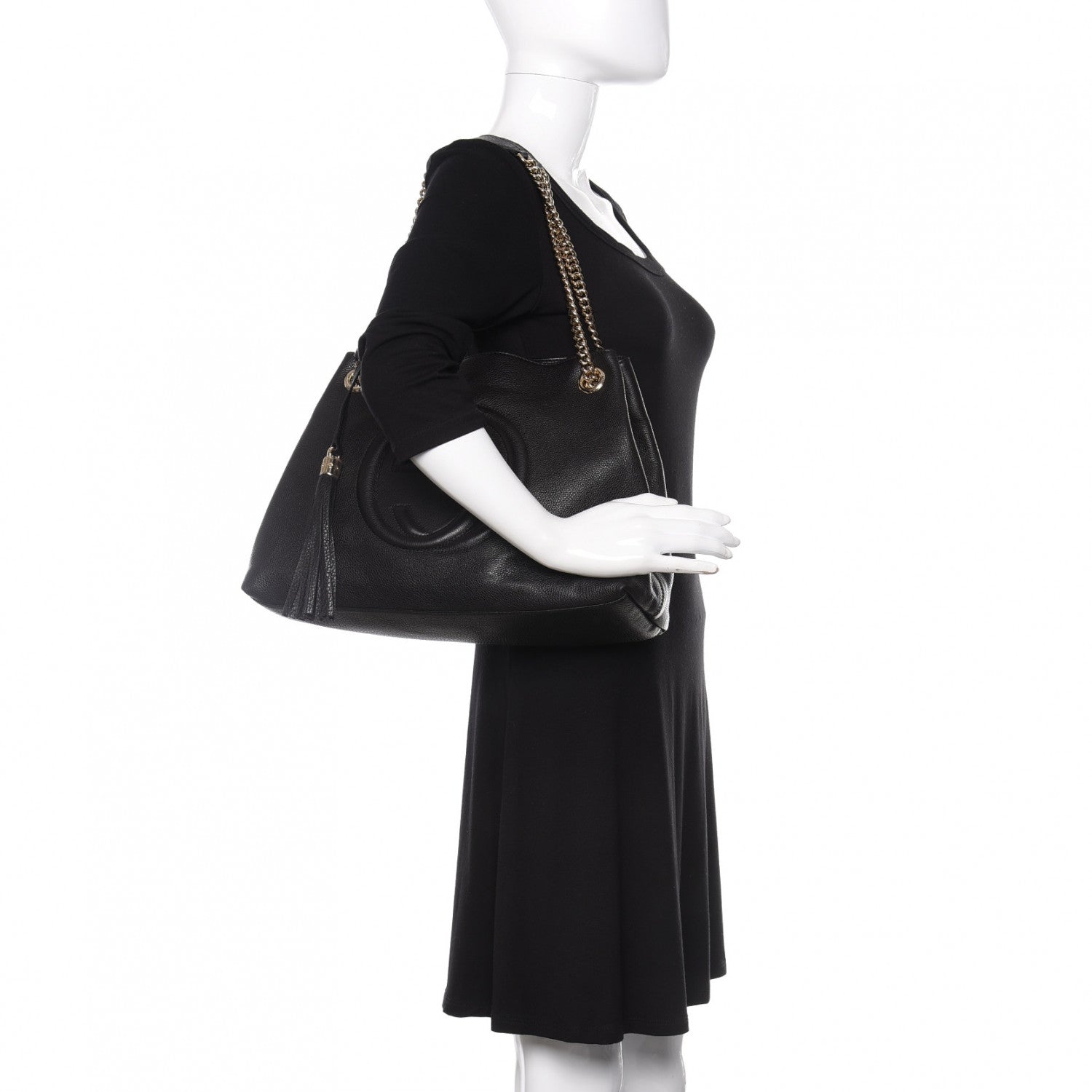 Gucci Pebbled Calfskin Medium Soho Chain Shoulder Bag Black 2 of 10