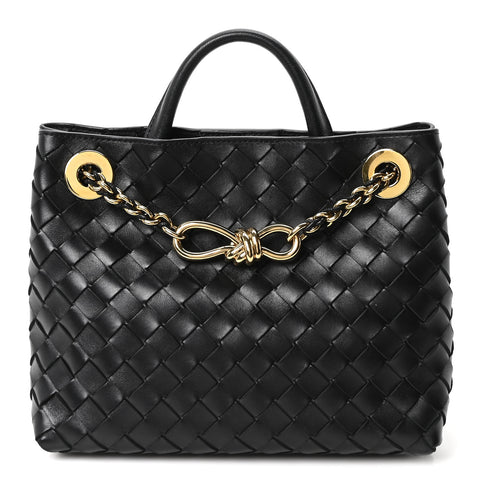Nappa Intrecciato Small Andiamo With Chain Shoulder Bag Black