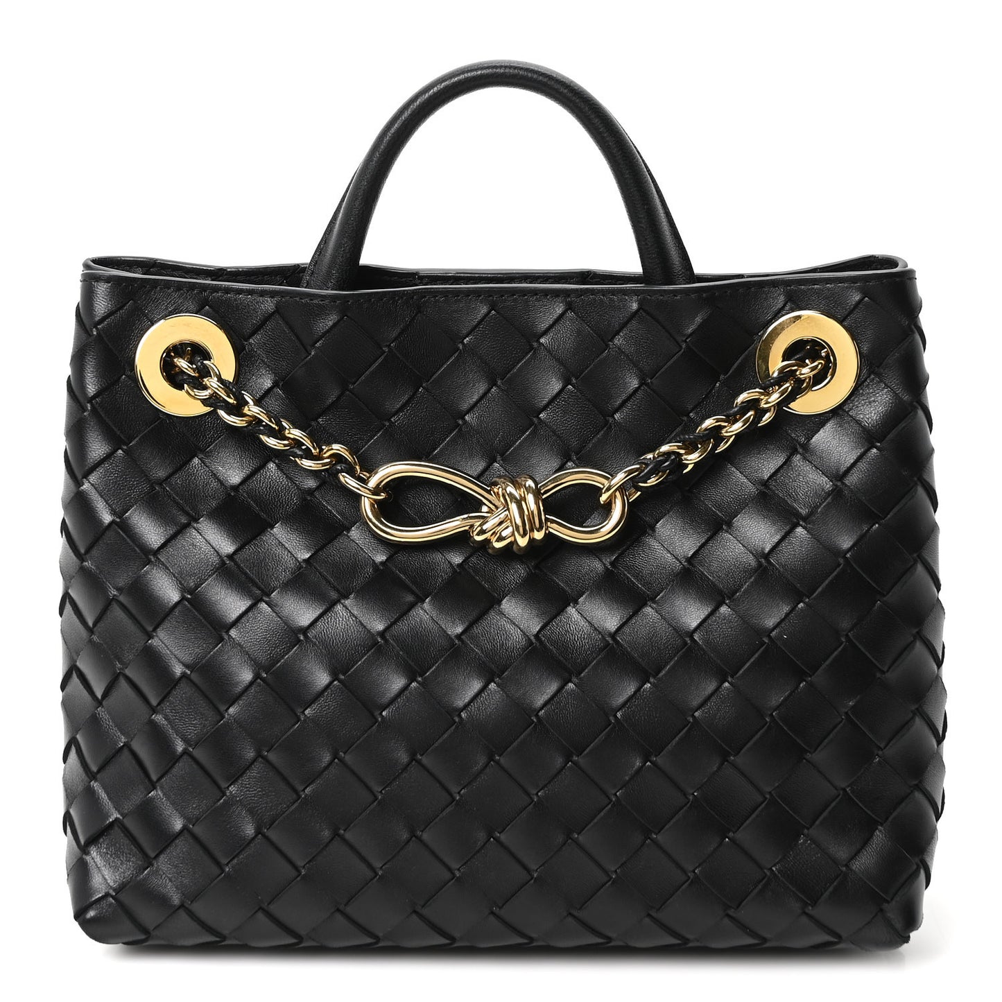 Nappa Intrecciato Small Andiamo With Chain Shoulder Bag Black