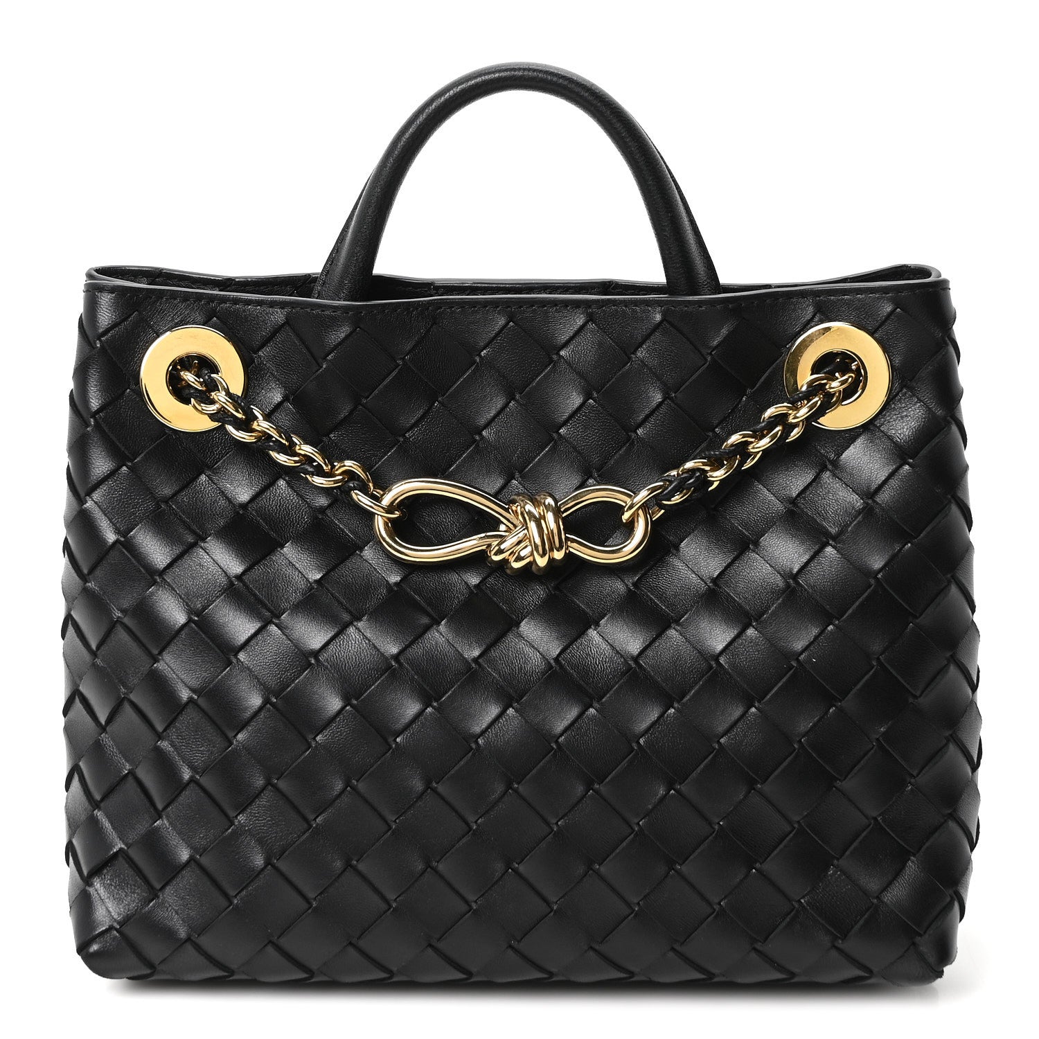 Bottega Veneta Nappa Intrecciato Small Andiamo With Chain Shoulder Bag Black 1 of 9