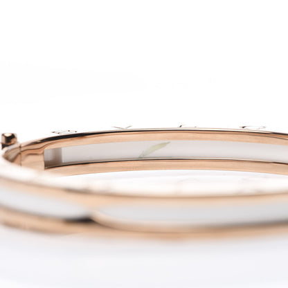 Bulgari 18K Rose Gold White Ceramic B.Zero1 Bangle Bracelet M 5 of 5