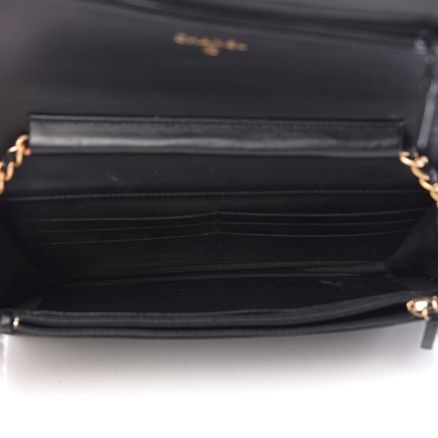 Calfskin Quilted Chain Around Boy Wallet On Chain WOC Black