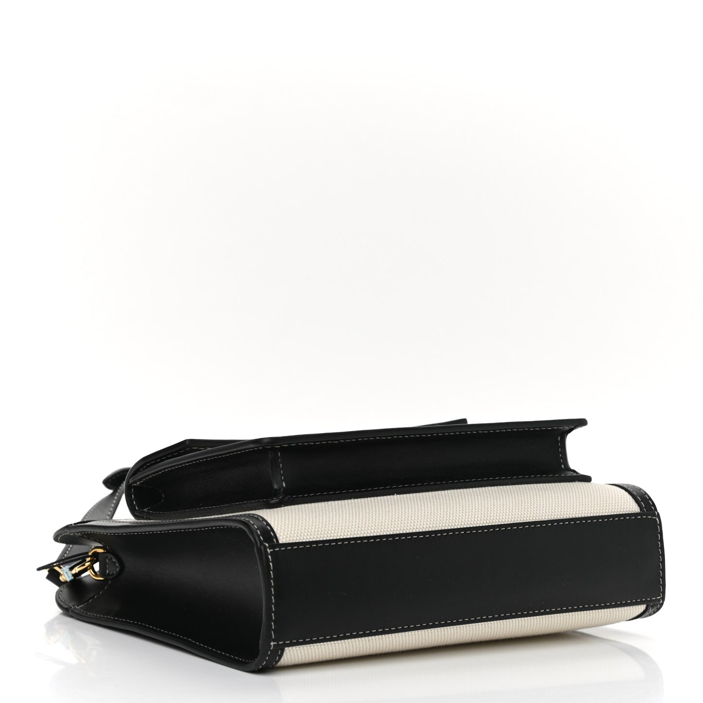 Canvas Smooth Calfskin Two Tone Mini Pocket Bag Black
