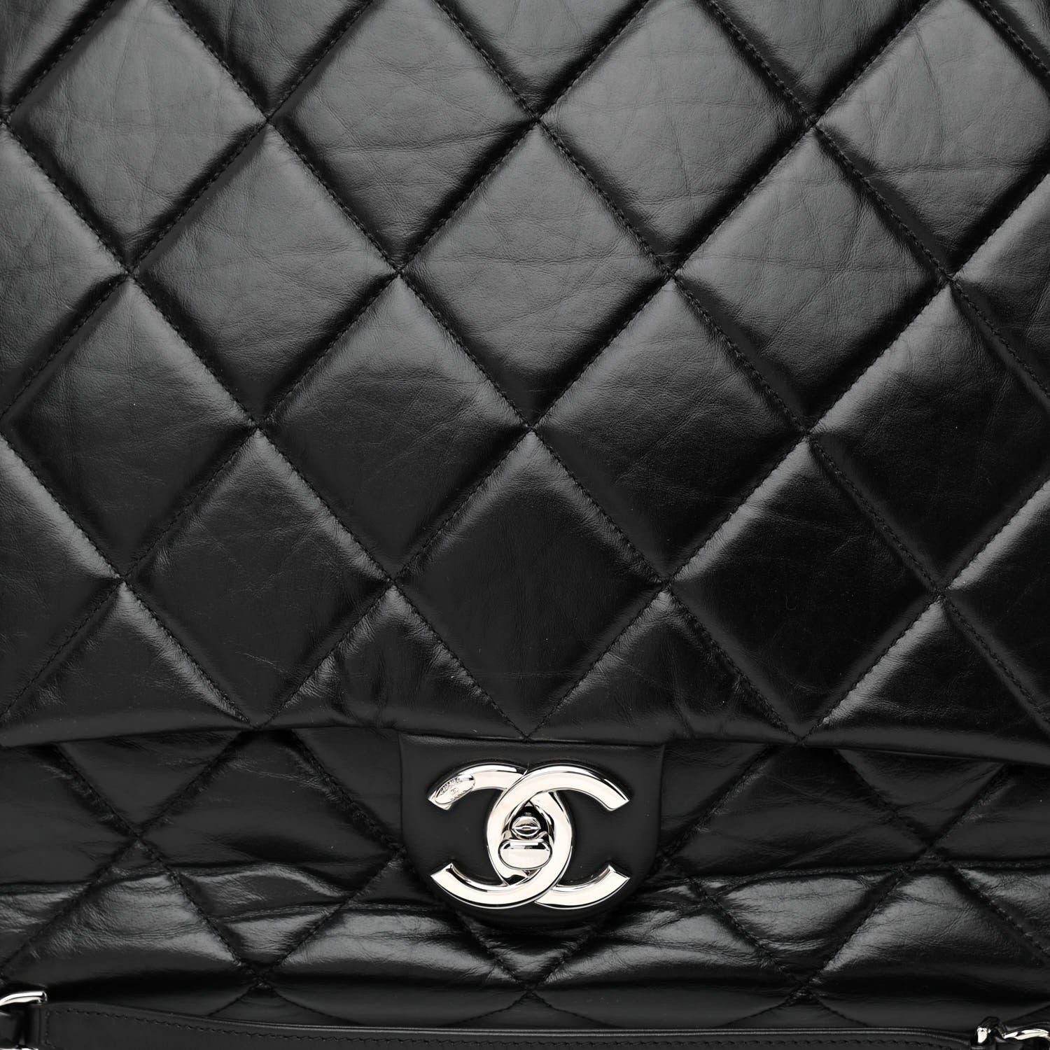 Chanel Aged Calfskin Quilted Large Express Bowling Bag Black 8 of 10