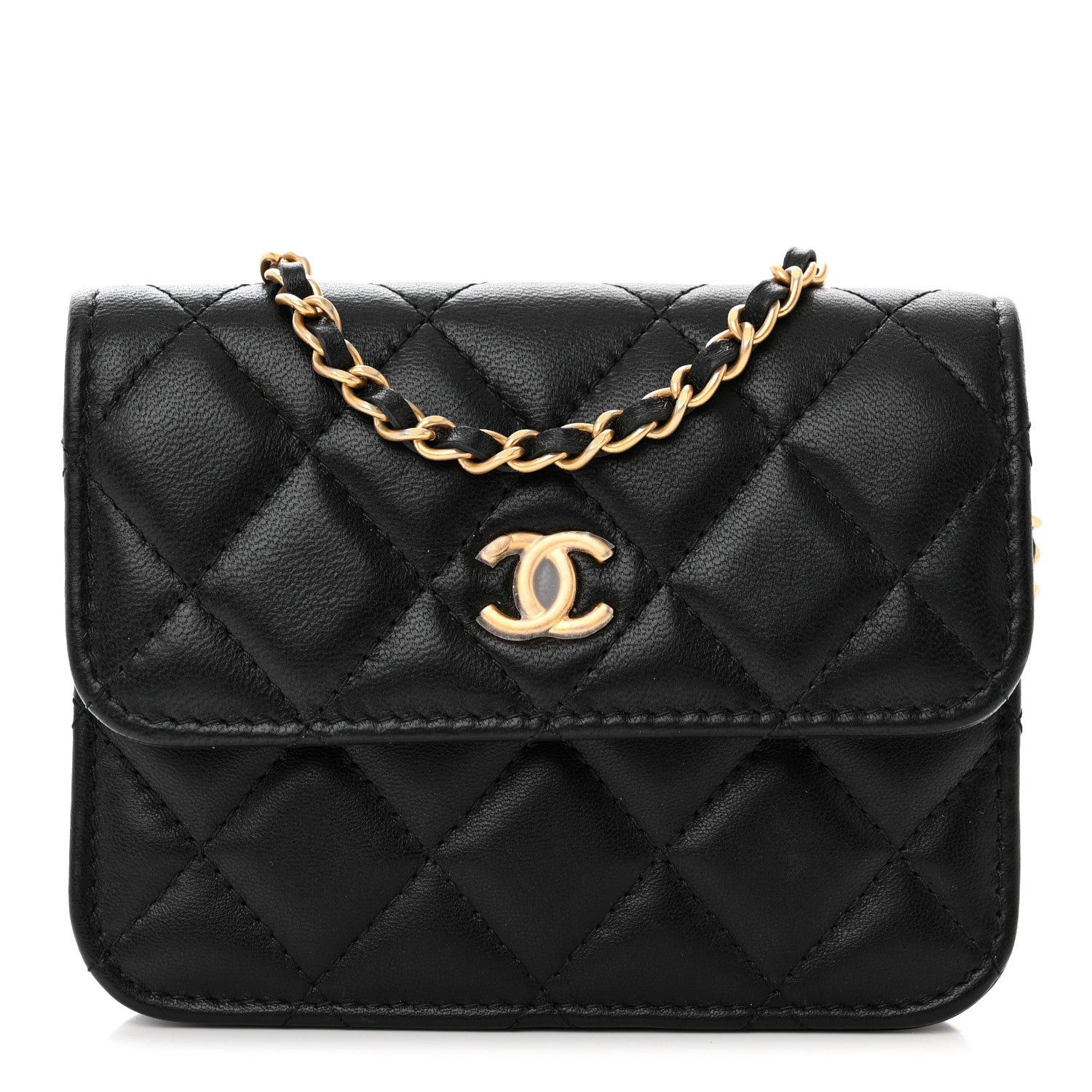 Chanel Lambskin Quilted Pearl Crush Clutch With Chain Black 1 of 12
