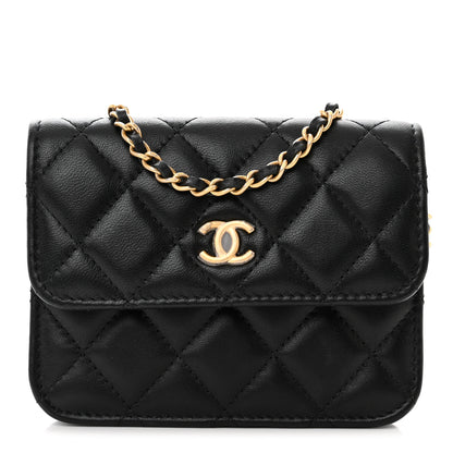 Chanel Lambskin Quilted Pearl Crush Clutch With Chain Black 1 of 12