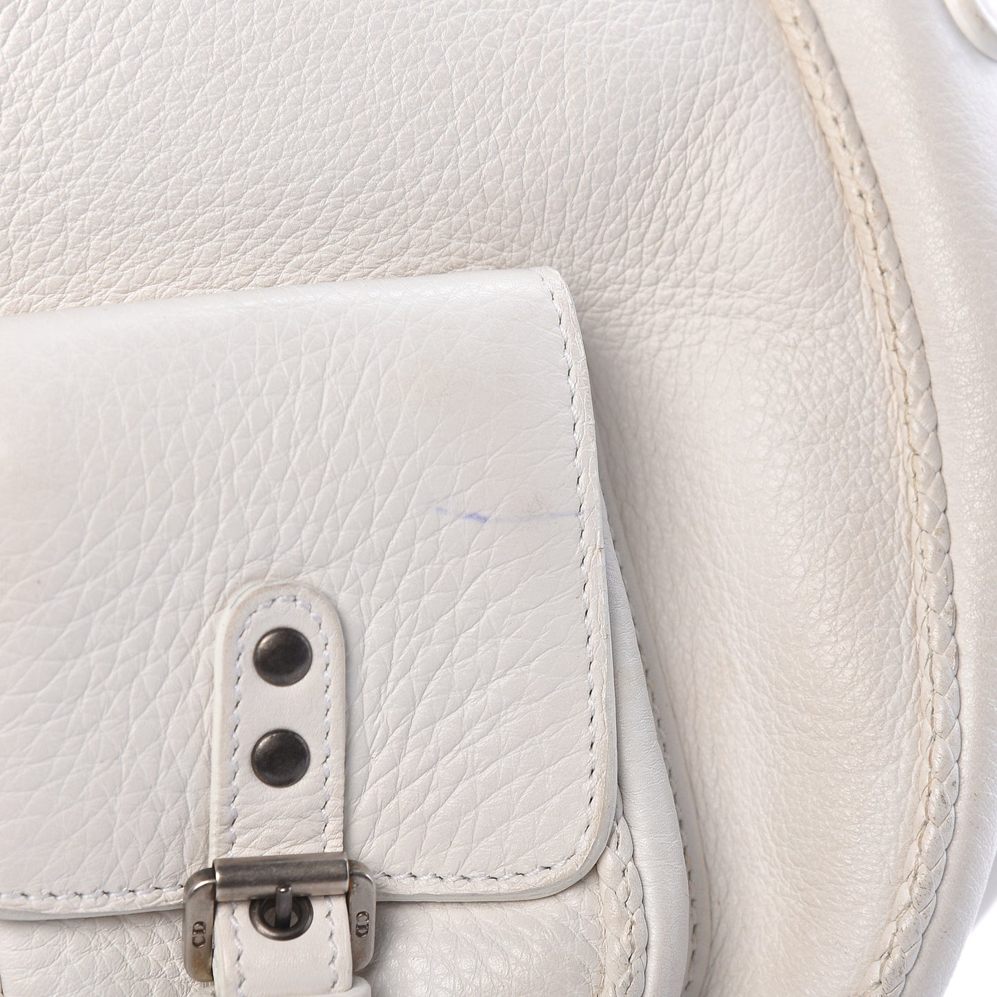 Calfskin Whipstitch Gaucho Double Saddle Bag White