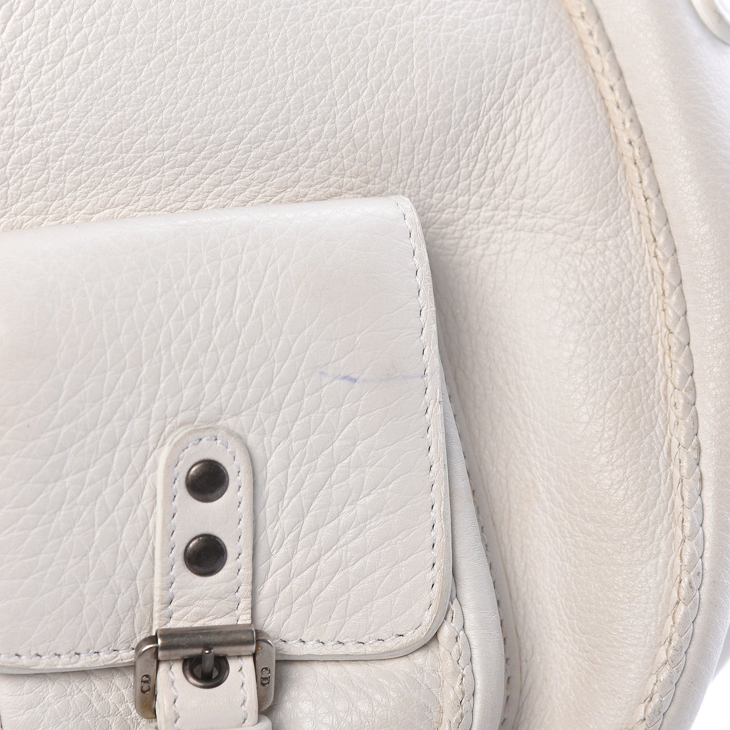 Christian Dior Calfskin Whipstitch Gaucho Double Saddle Bag White 14 of 20