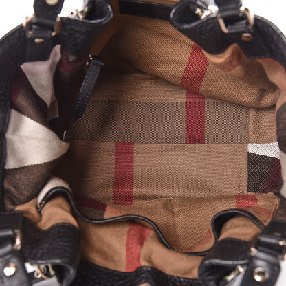 Burberry Grainy Calfskin House Check Small Maidstone Black 5 of 9