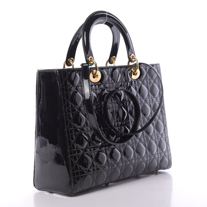 Christian Dior Patent Cannage Large Lady Dior Black 3 of 10