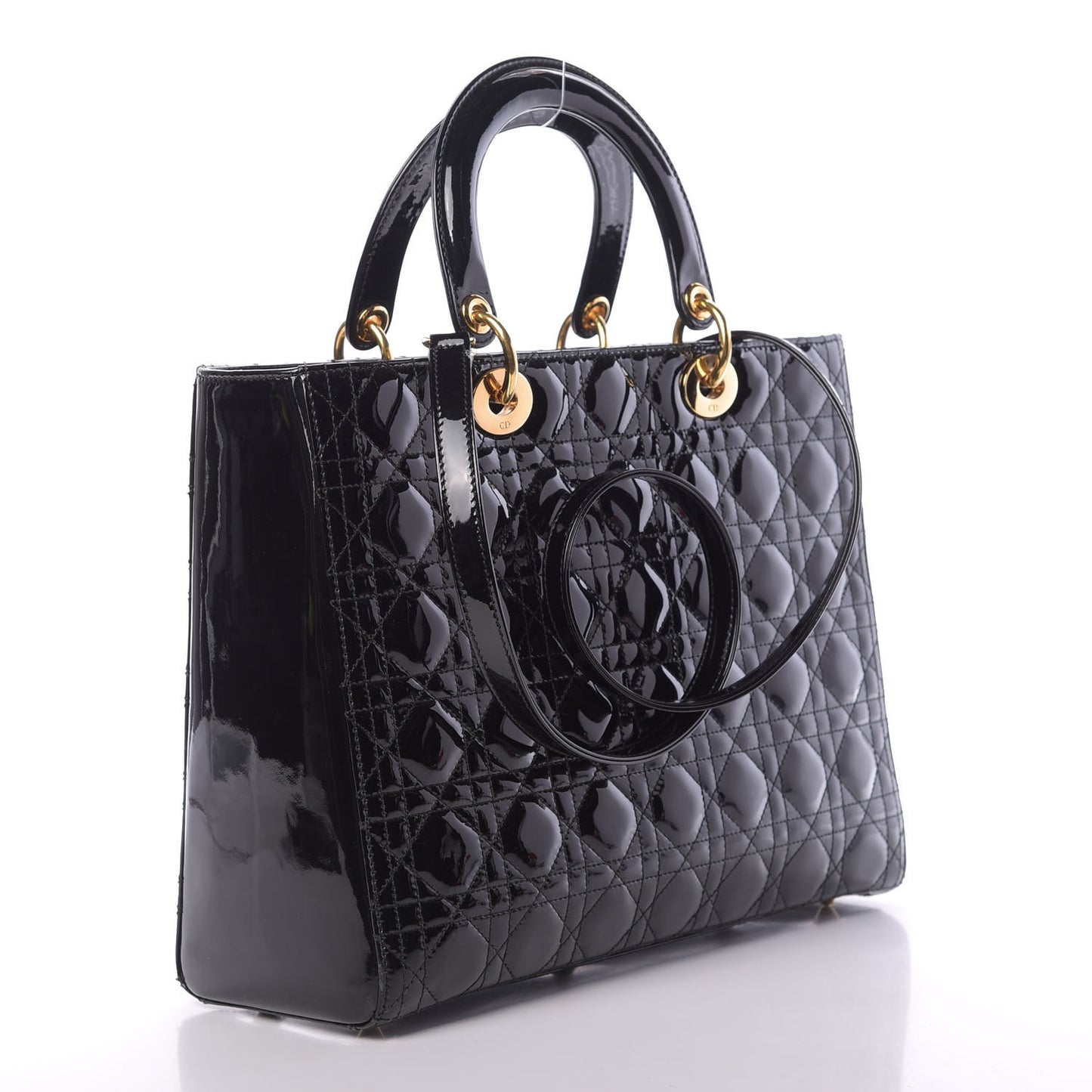 Patent Cannage Large Lady Dior Black