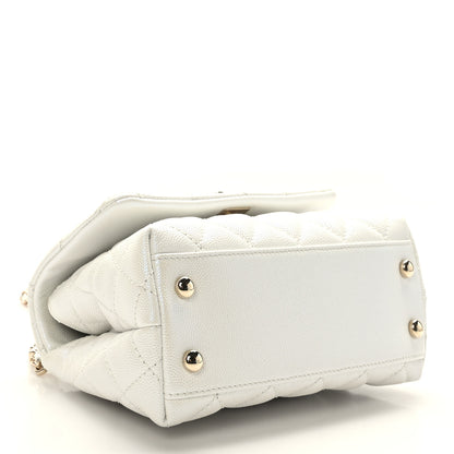 Chanel Iridescent Caviar Quilted Extra Mini Coco Handle Flap White 4 of 9