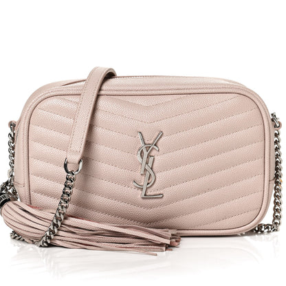 Saint Laurent Grain De Poudre Matelasse Monogram Mini Lou Camera Bag Marble Pink 8 of 12