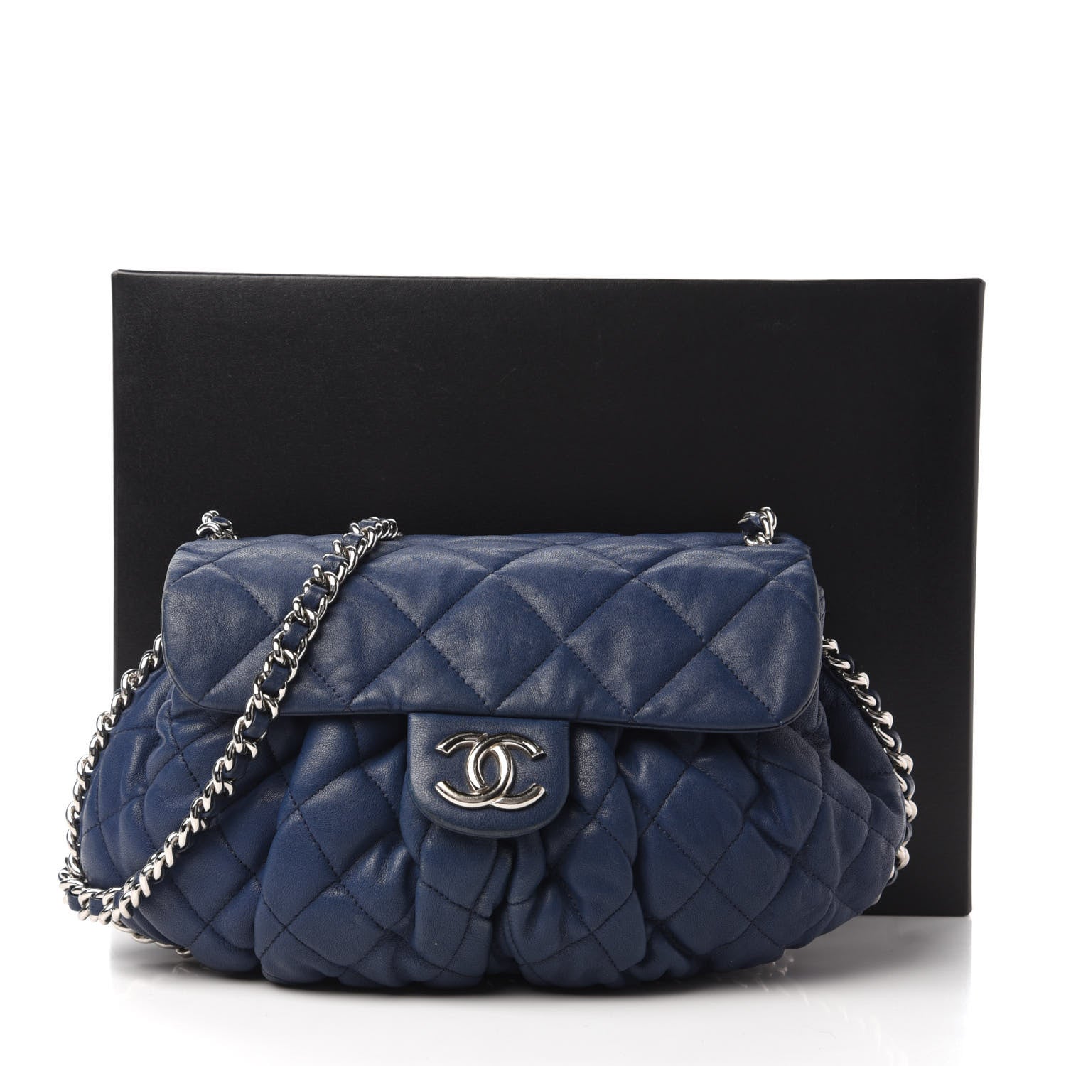 Chanel Washed Lambskin Quilted Medium Chain Around Messenger Blue 11 of 11
