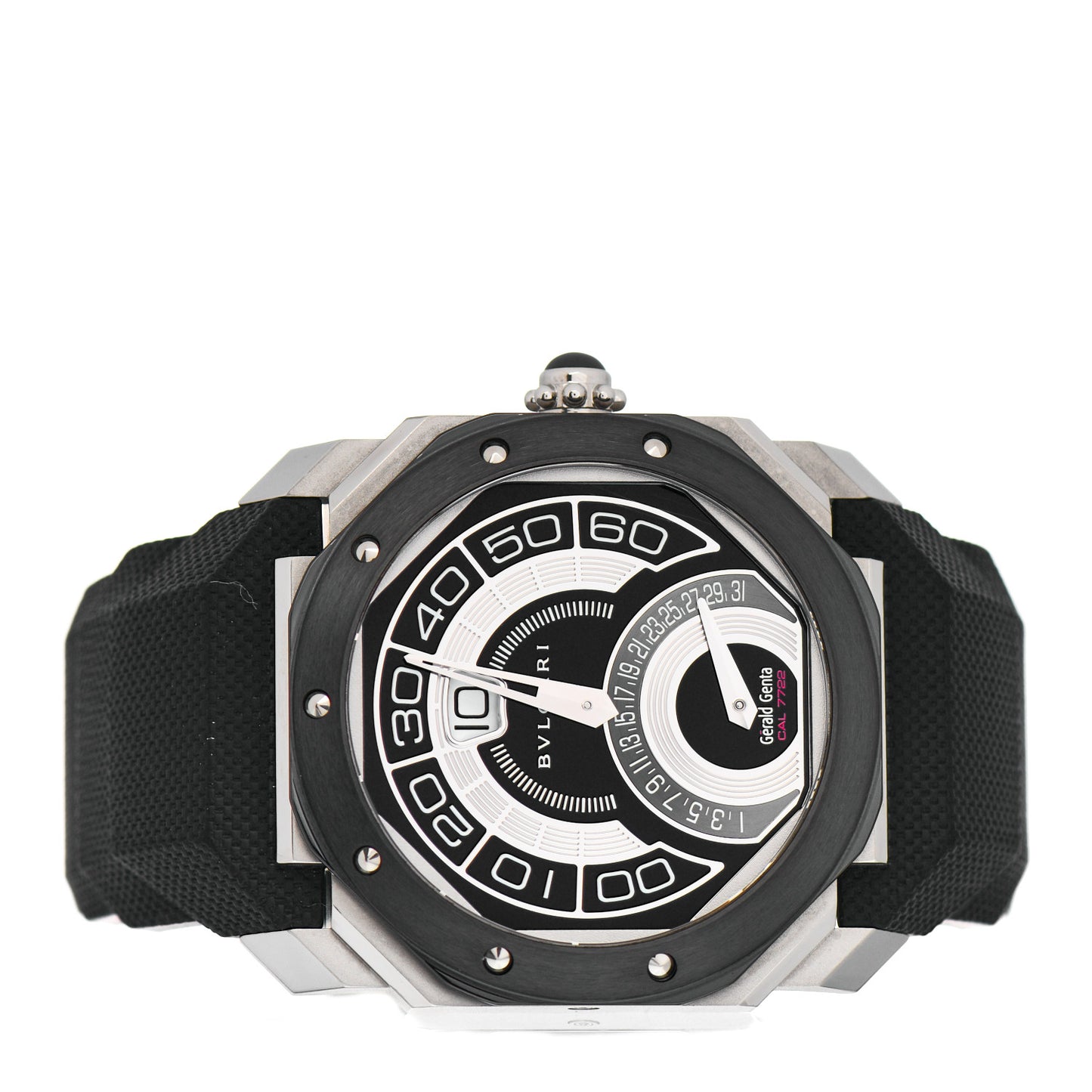 Stainless Steel Ceramic Rubber 43mm Octo Bi-Retro Gerald Genta Automatic Watch Black