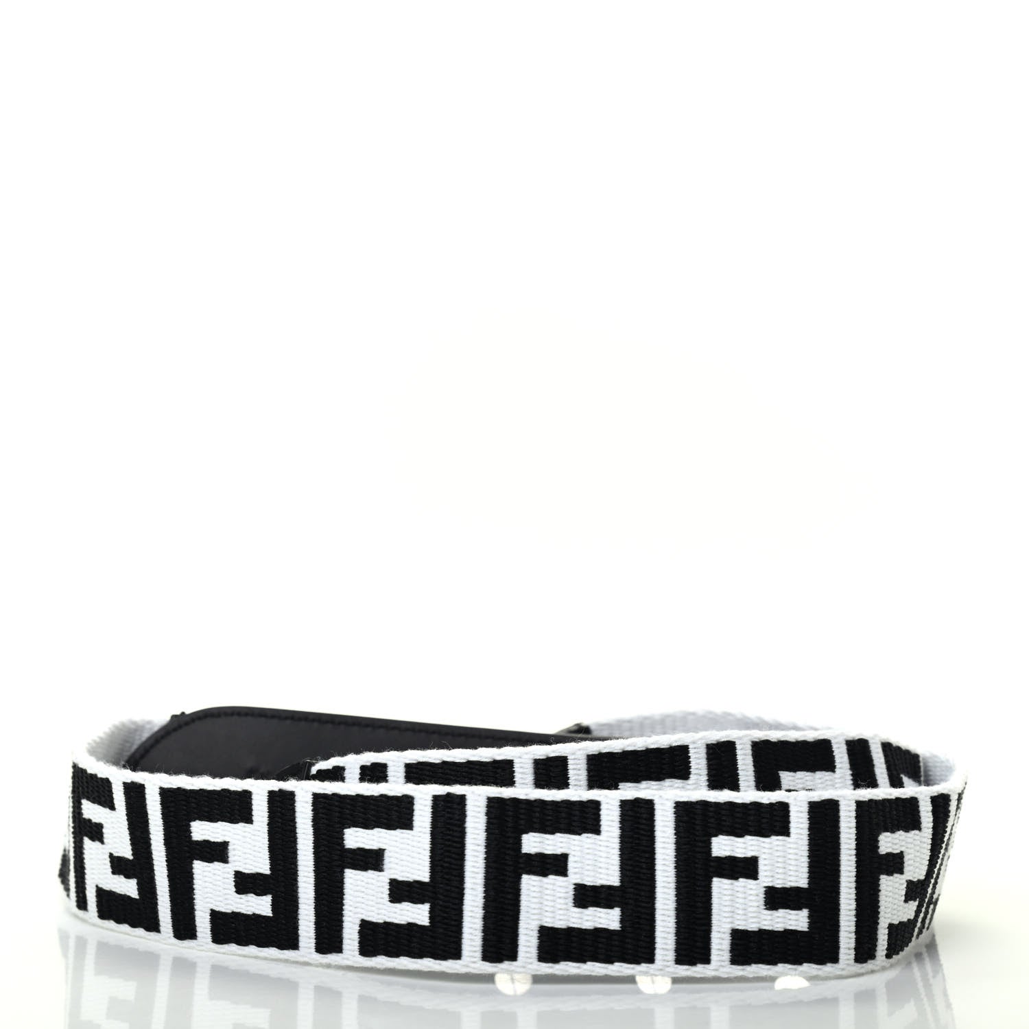 Fendi Fabric Calfskin FF Reloaded Strap You White Black 2 of 3