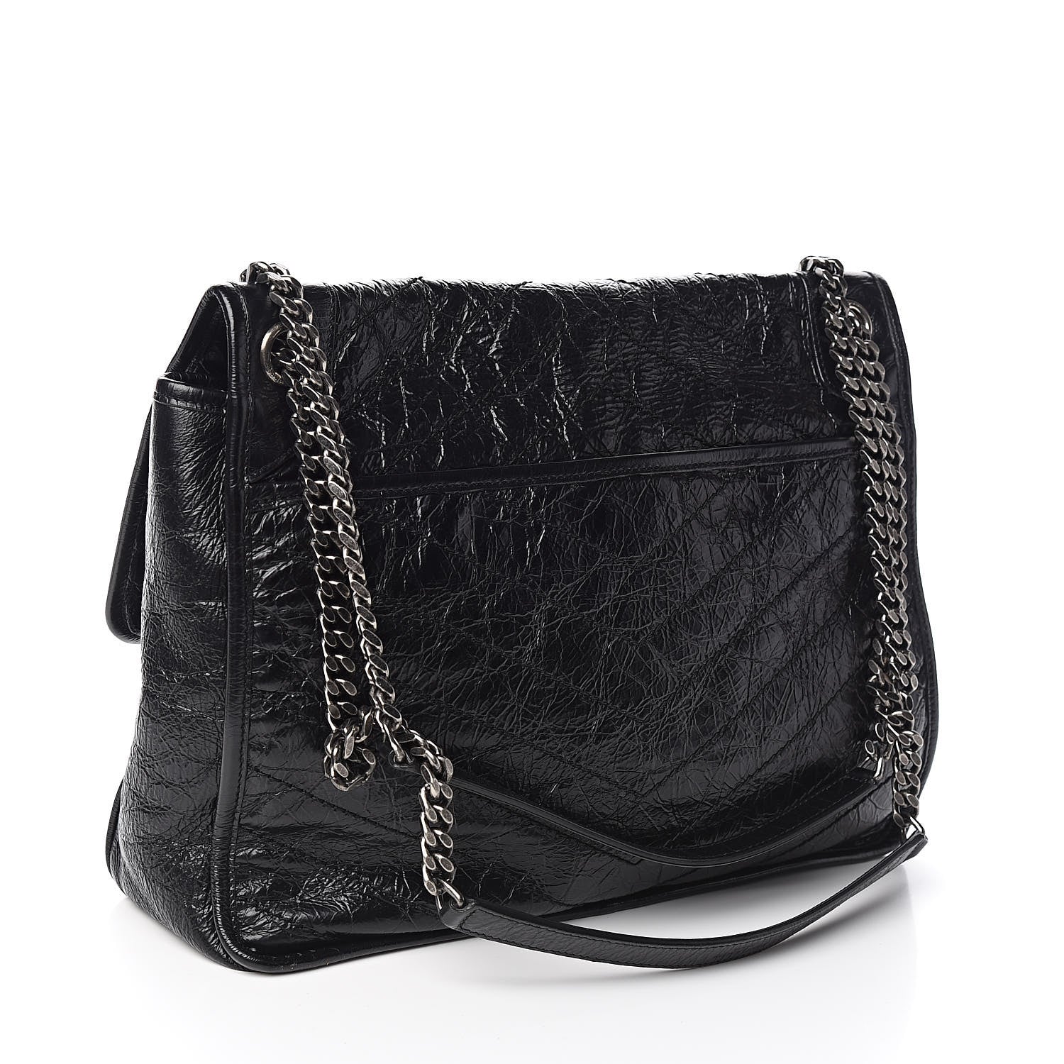 Saint Laurent Crinkled Calfskin Matelasse Monogram Large Niki Chain Satchel Black 3 of 10