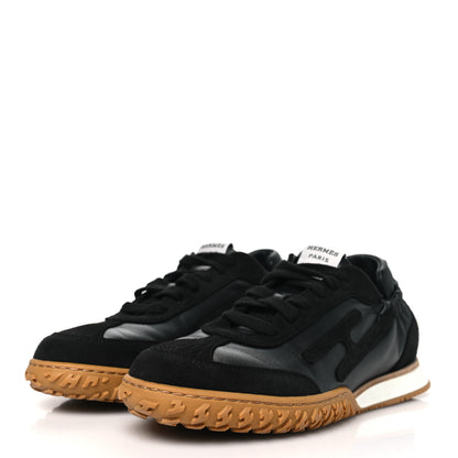 Hermes Nappa Suede Goatskin Jet Sneakers 37.5 Black 3 of 9