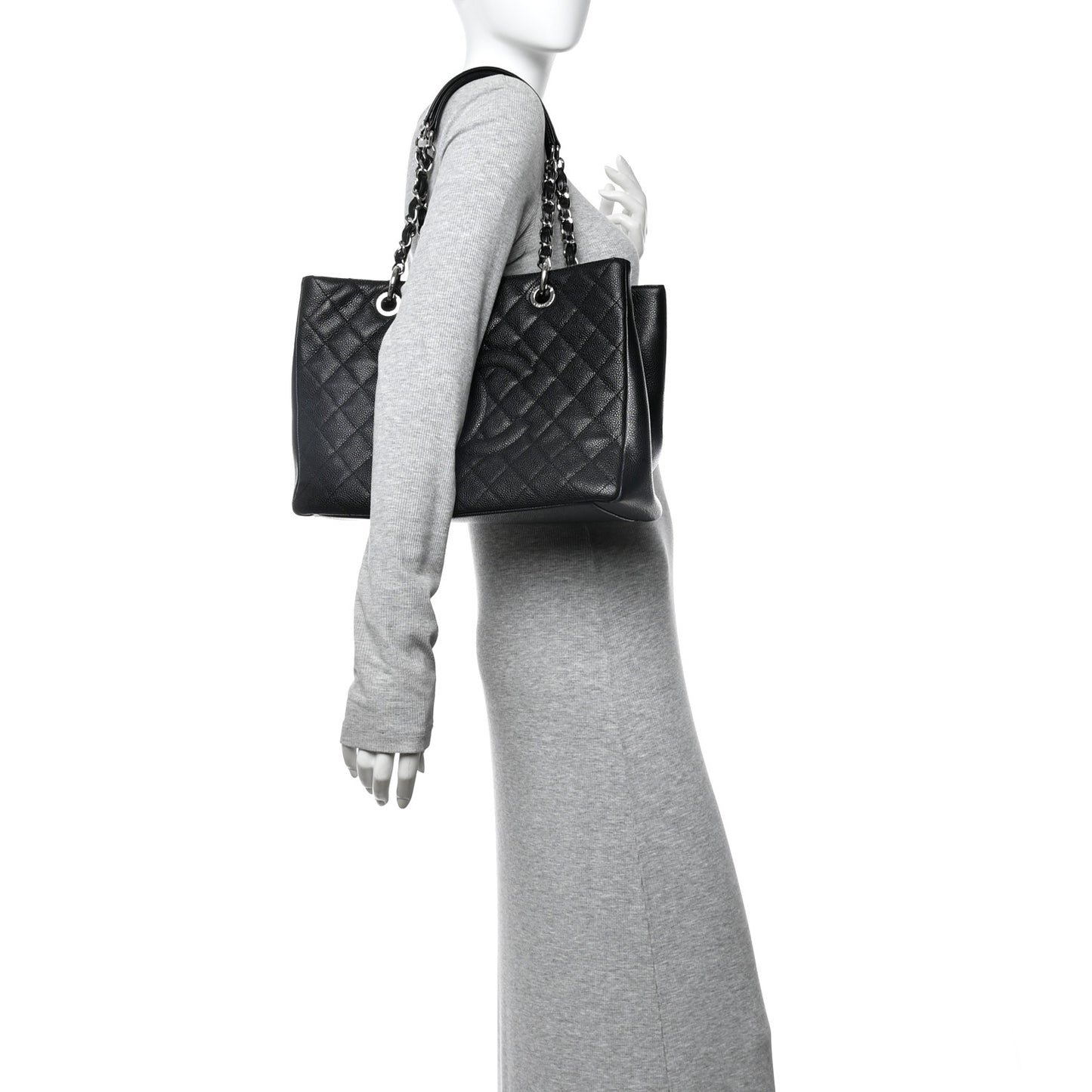 Caviar Quilted Grand Shopping Tote GST Black