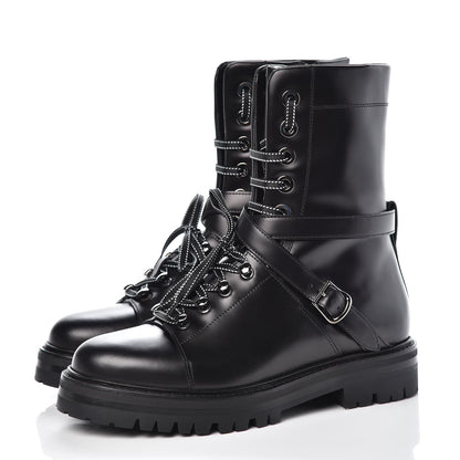 Valentino Garavani Smooth Calfskin Rockstud Buckled 25mm Combat Boots 38.5 Black 3 of 10