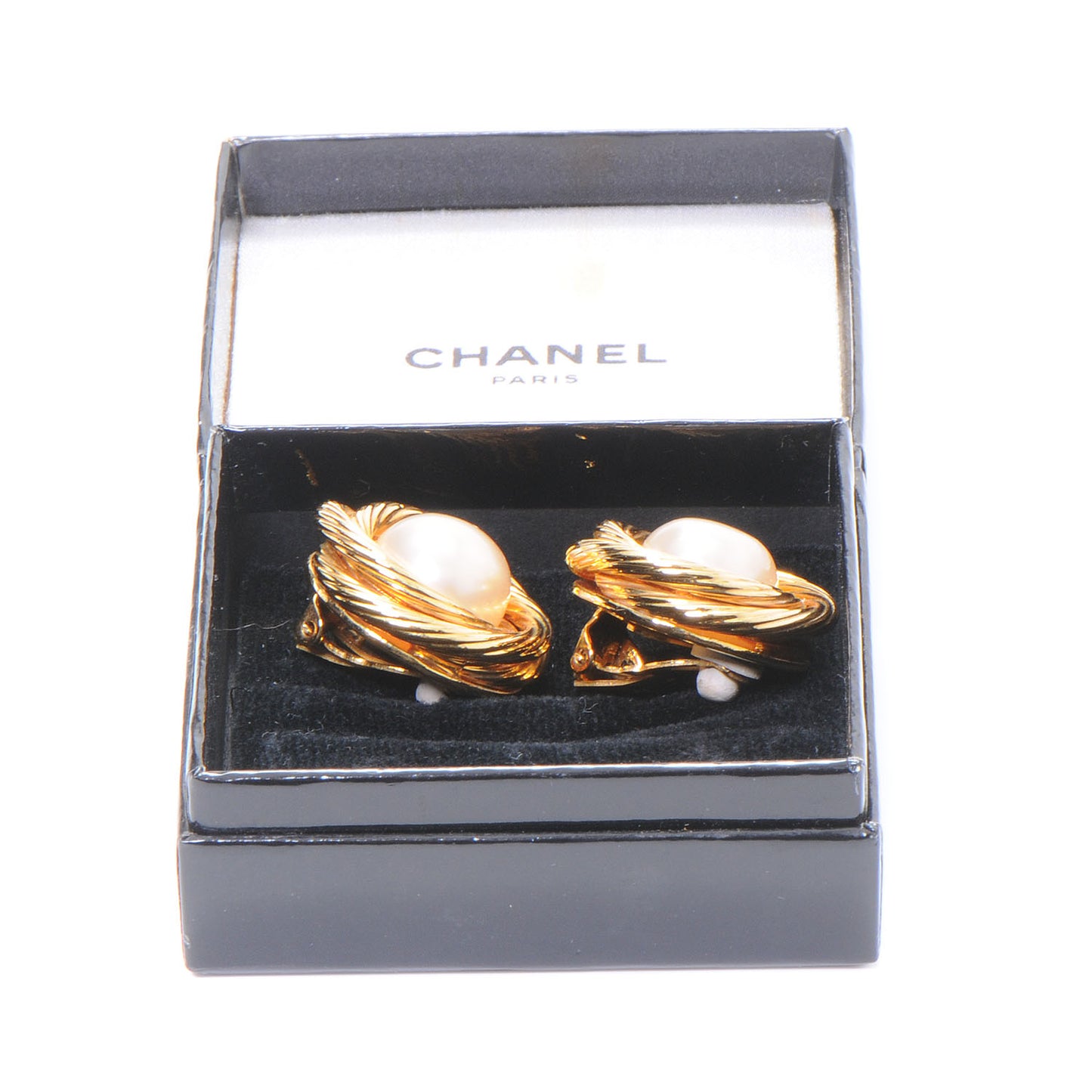 Pearl Crystal Clip On Earrings Gold