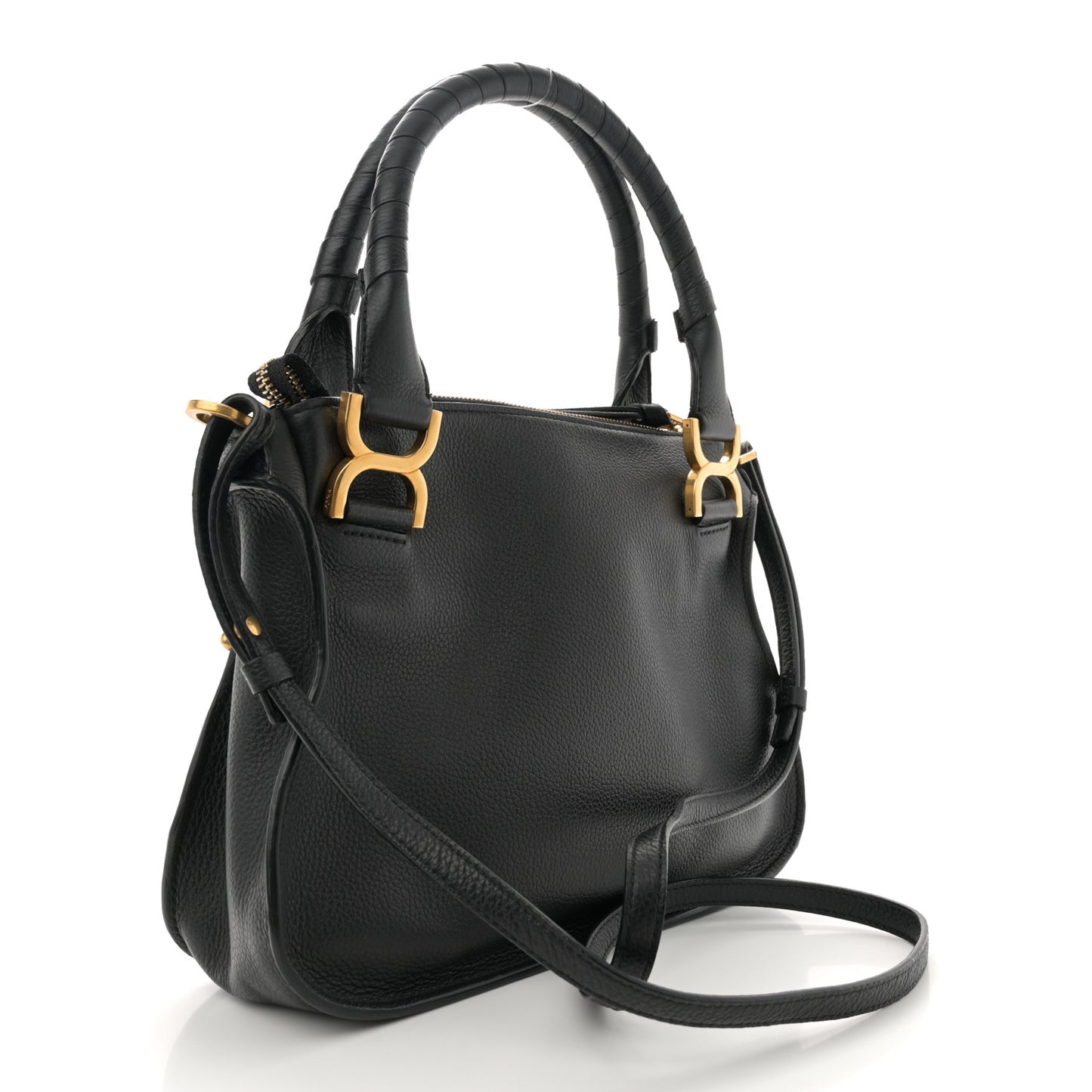 Calfskin Small Marcie Satchel Black