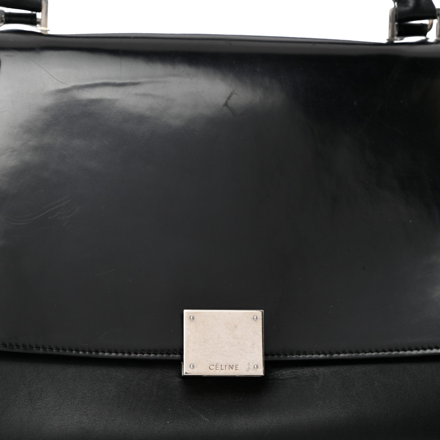Celine Shiny Goatskin Small Trapeze Black 6 of 9