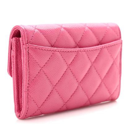 Chanel Caviar Quilted Flap Card Holder Wallet Pink 3 of 8
