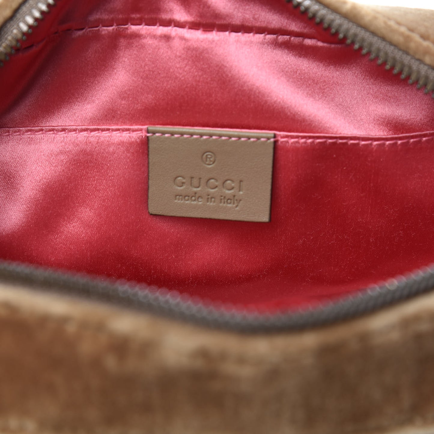 Velvet Matelasse Small GG Marmont Chain Shoulder Bag Taupe