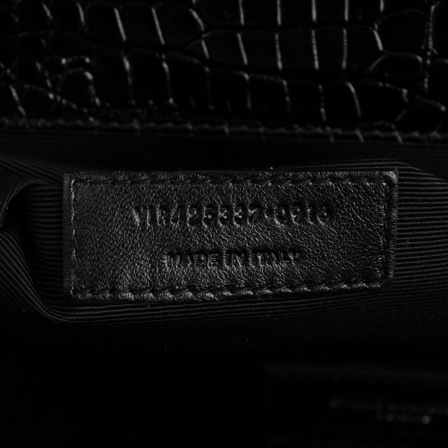 Saint Laurent Calfskin Crocodile Embossed Monogram Large Satchel Black 7 of 8
