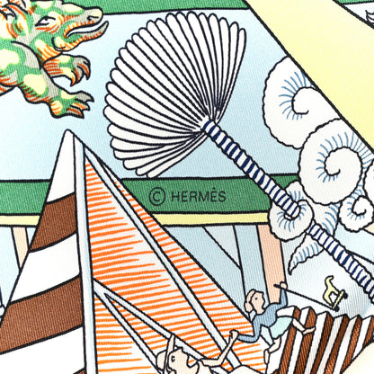 Hermes Silk Animapolis Scarf 140 Indigo Bleu Glacier Vert 5 of 5