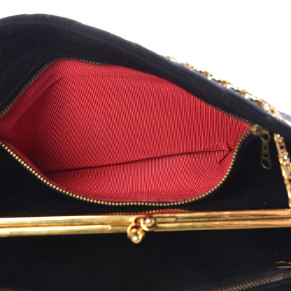 Chanel Vintage Jersey Chevron Quilted Frame Shoulder Bag Black 12 of 14
