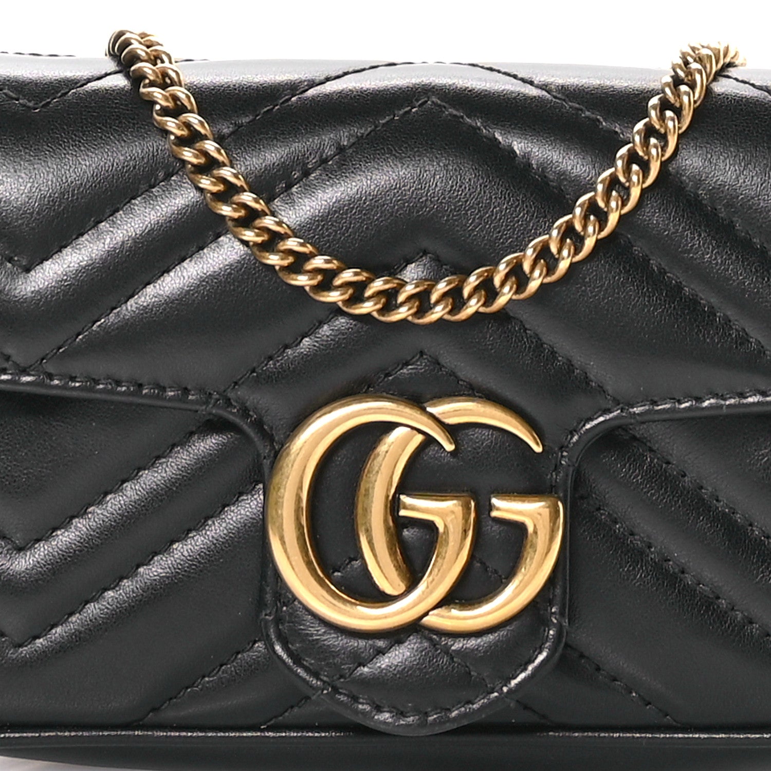 Gucci Calfskin Matelasse Super Mini GG Marmont Shoulder Bag Black 8 of 11