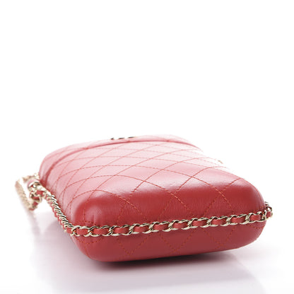 Chanel Lambskin Quilted Chain Around Phone Holder Red 3 of 10